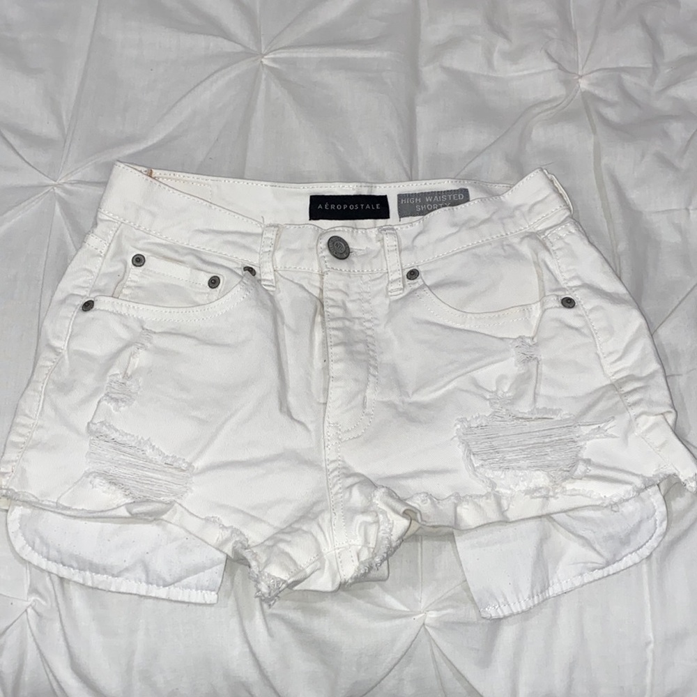 Aeropostale high waisted shortys white size 4